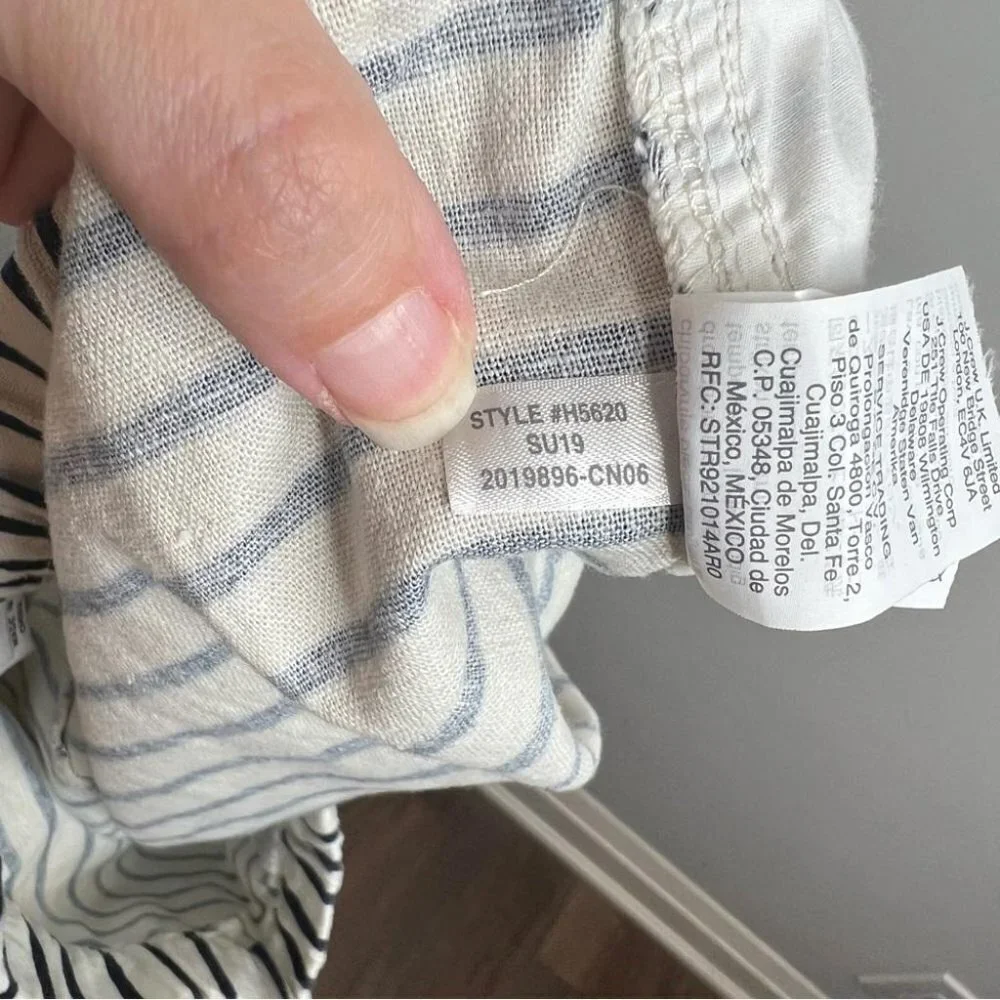 J Crew Factory Womens Size Medium Striped Linen-Cotton Drawstring Short Blue - Picture 10 of 11